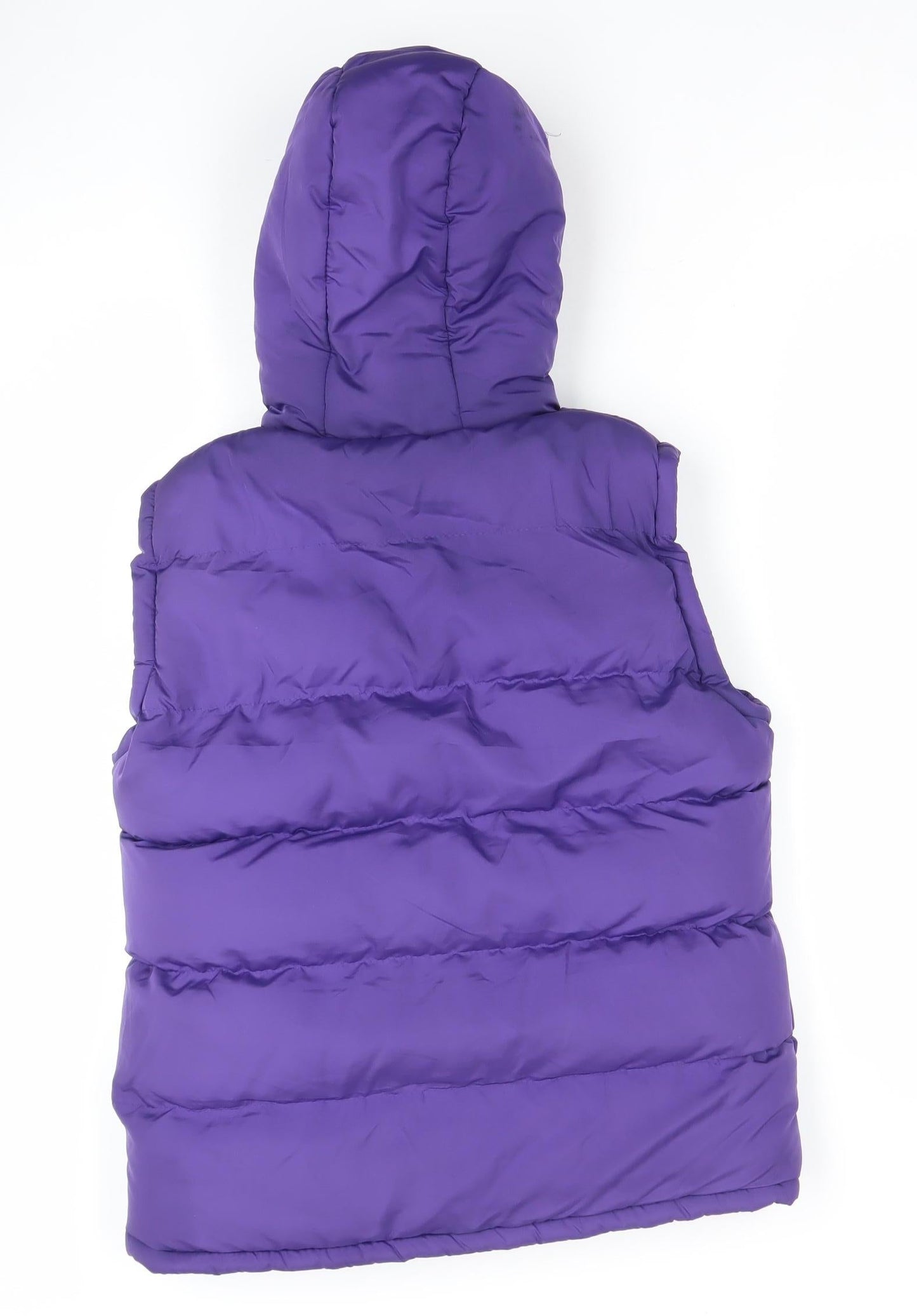 Lee Cooper Girls Purple Hooded Puffer Gilet 11-12 Years Polyester Warm Vest