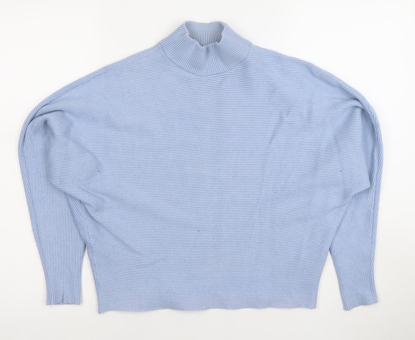 Principles Women’s Blue Mock Neck Ribbed Knit Jumper Size M