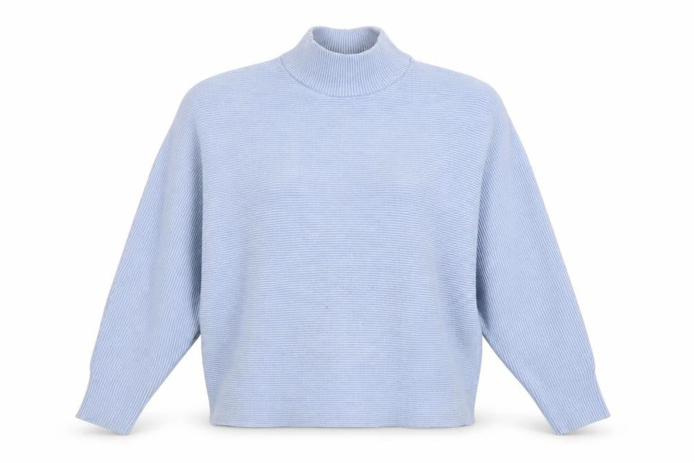 Principles Women’s Blue Mock Neck Ribbed Knit Jumper Size M