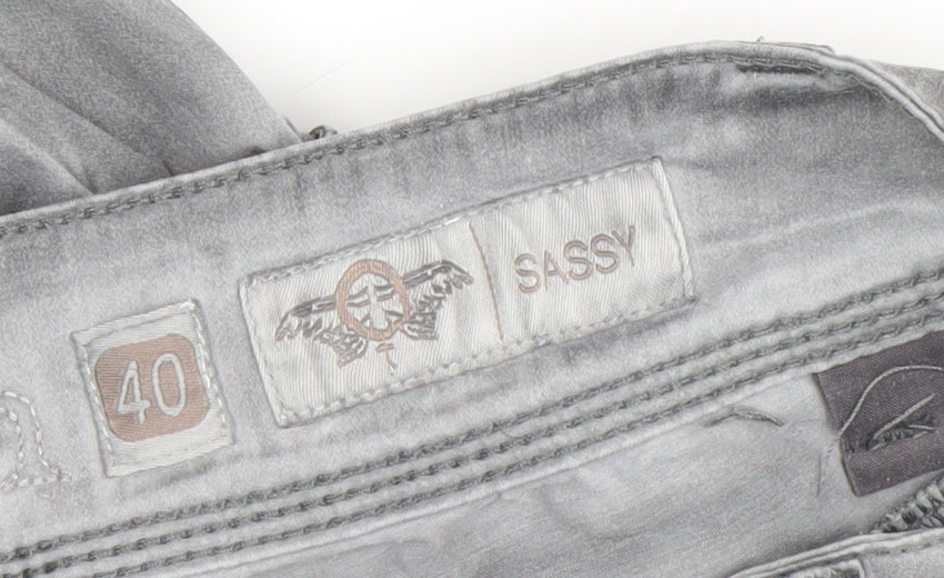 Sassy Womens Grey Size 12 Tapered Jeans Mid Rise Stretch Denim