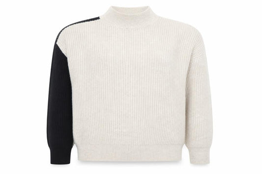 New Look Women’s Beige & Black Mock Neck Pullover Jumper L