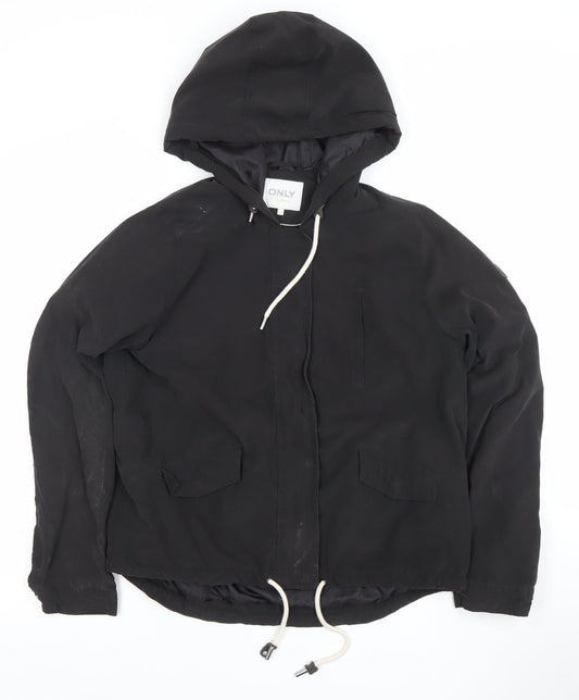 ONLY Womens Black Hooded Parka Jacket Size L