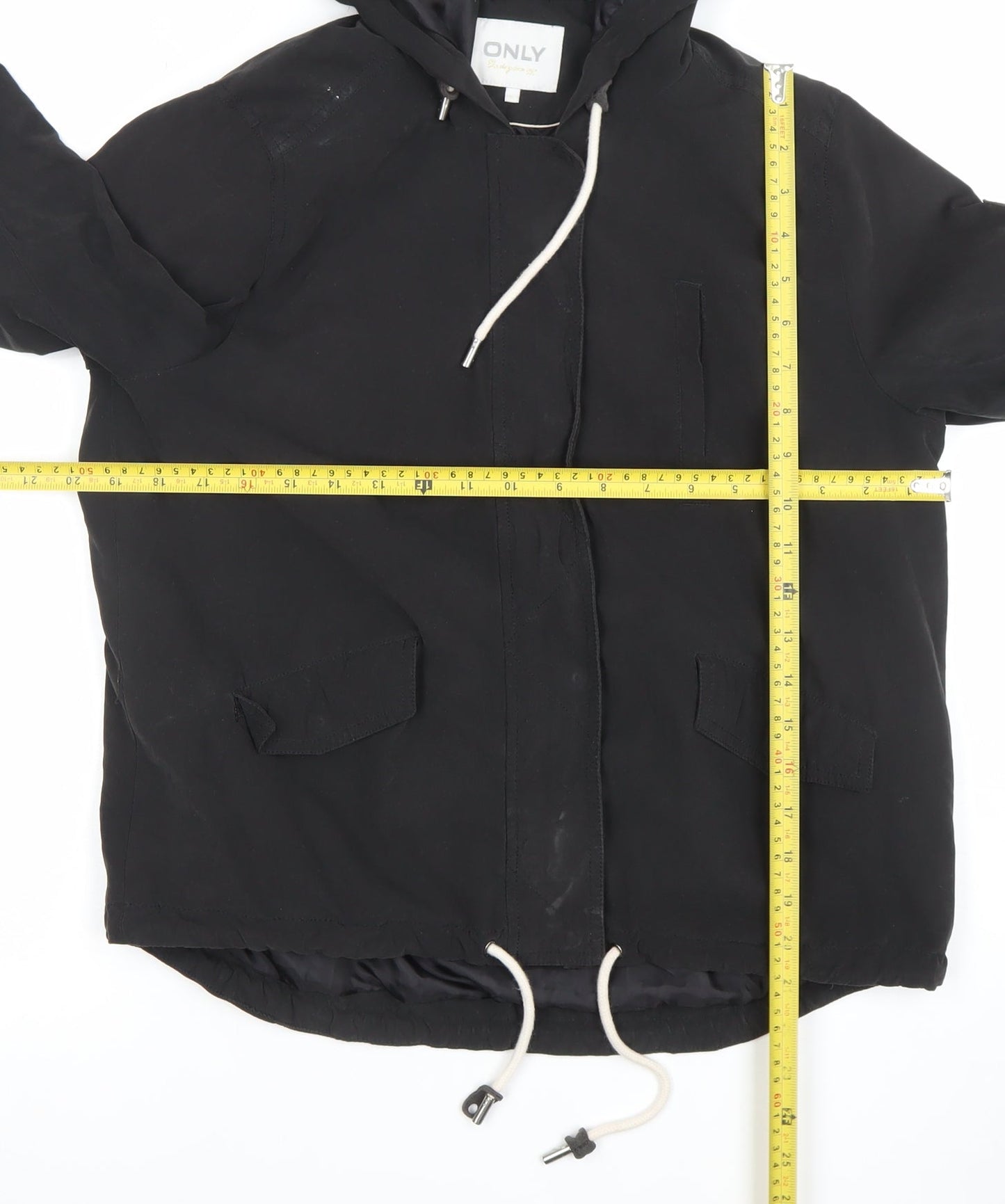 ONLY Womens Black Hooded Parka Jacket Size L