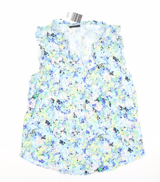Wallis Womens Multicoloured Floral Ruffle Sleeveless Tunic Blouse Size 12