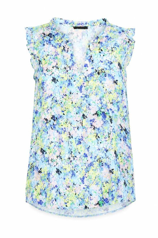 Wallis Womens Multicoloured Floral Ruffle Sleeveless Tunic Blouse Size 12