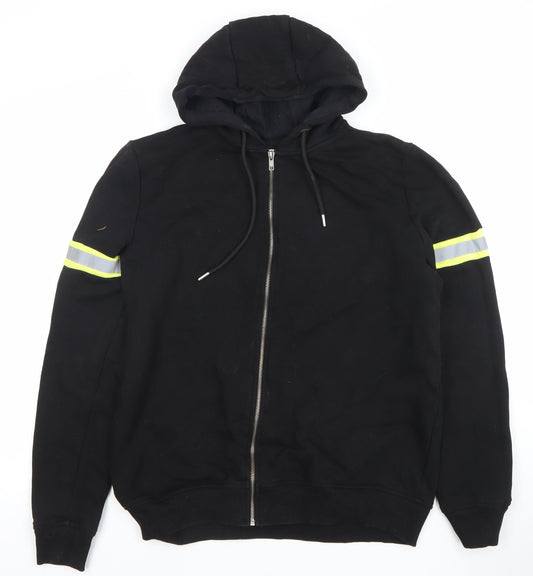 Paul Galvin Mens Black Full Zip Reflective Hoodie Size M