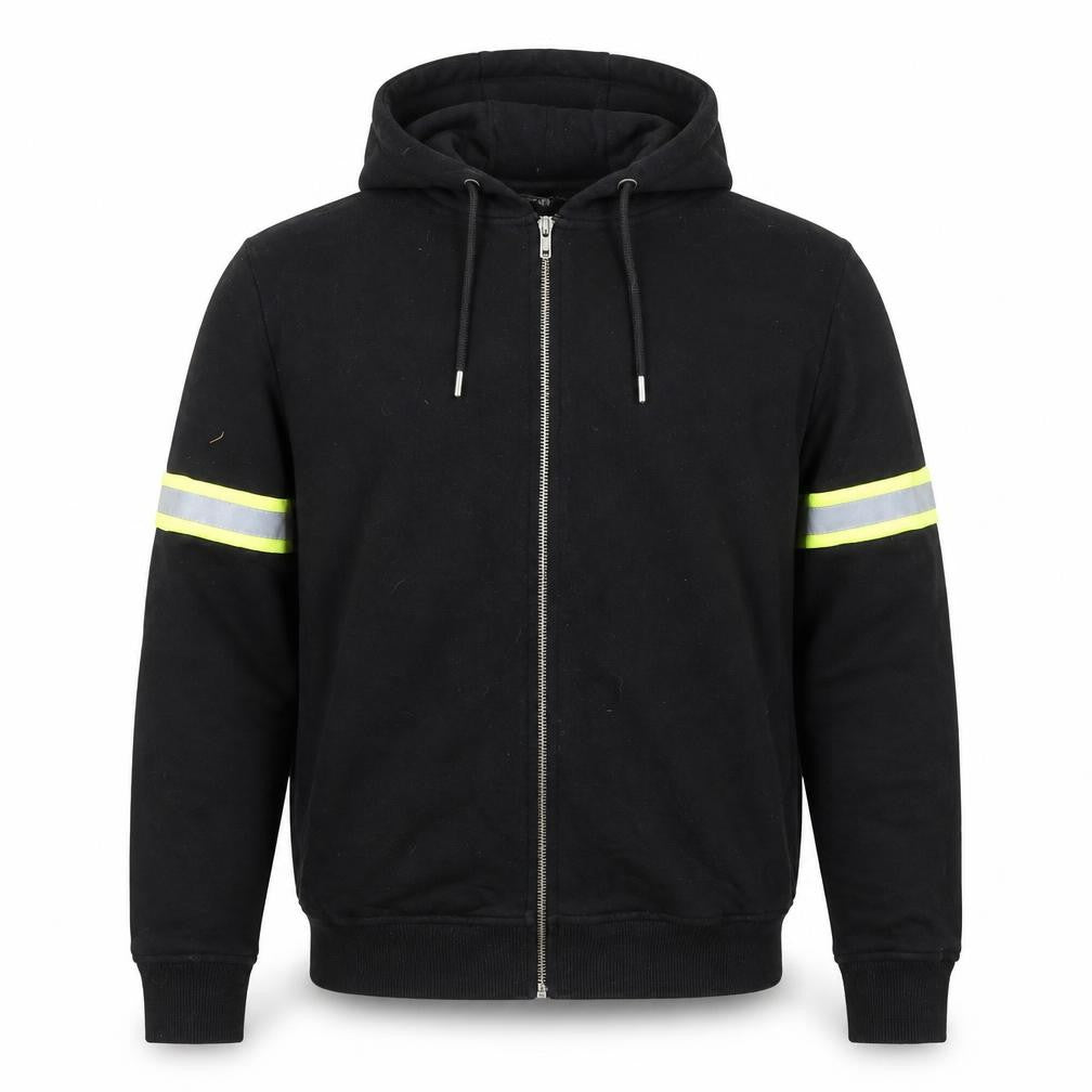Paul Galvin Mens Black Full Zip Reflective Hoodie Size M