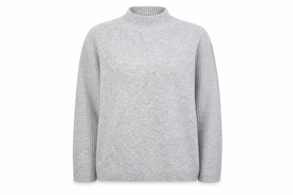 Wallis Women’s Grey Mock Neck Ribbed Knit Pullover Jumper Size M
