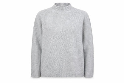 Wallis Women’s Grey Mock Neck Ribbed Knit Pullover Jumper Size M