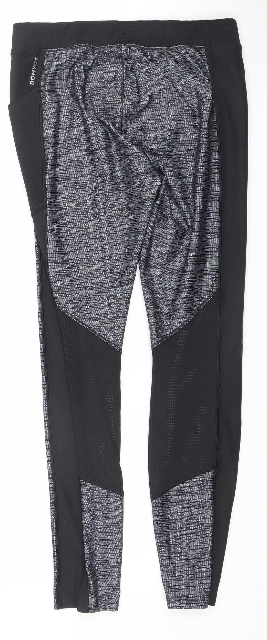 Domyos Womens Grey M Athletic Leggings Quick Dry Stretch Gym Pants