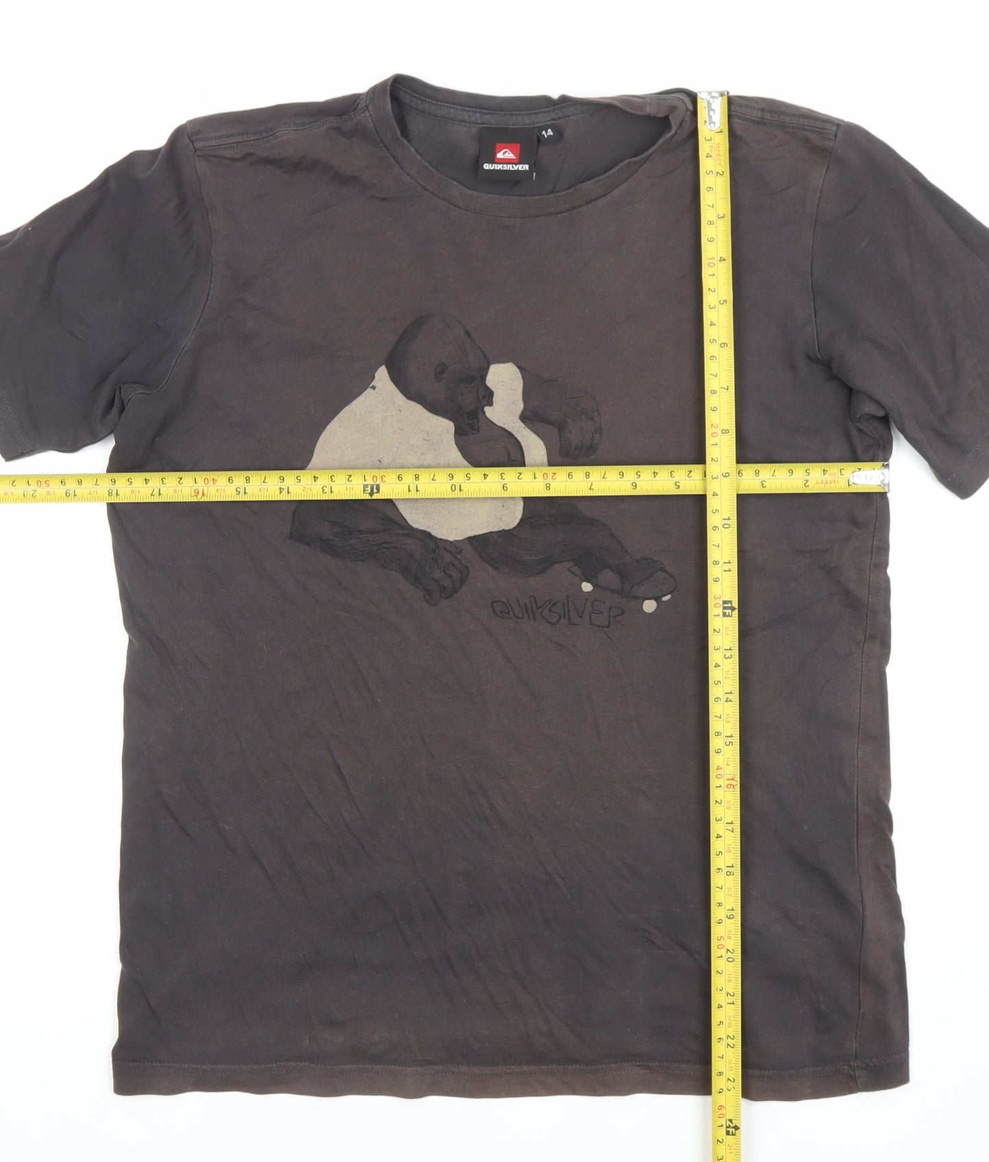 Quiksilver Teens Brown Graphic Gorilla Print Cotton T-Shirt Size 14