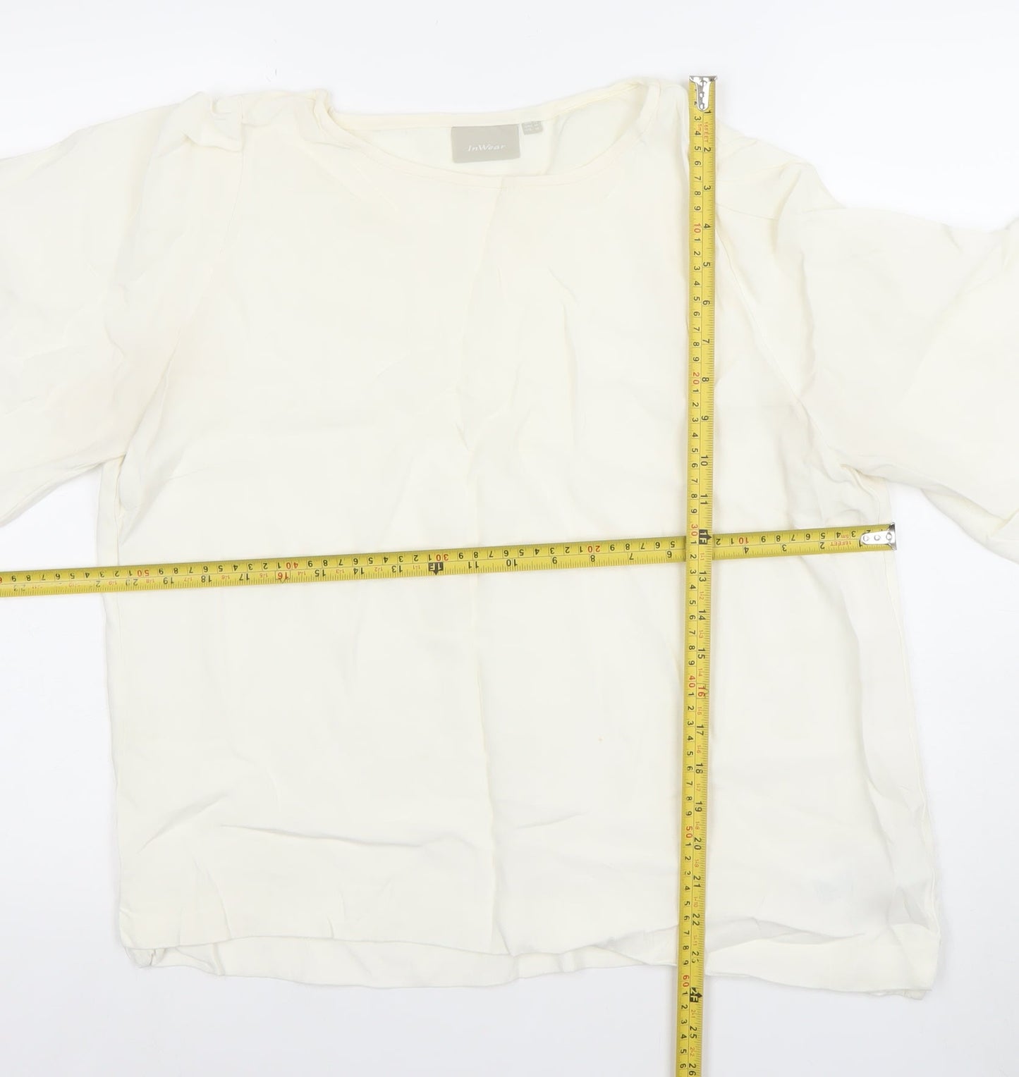 InWear Women's Ivory Short Sleeve Viscose Blouse UK 18