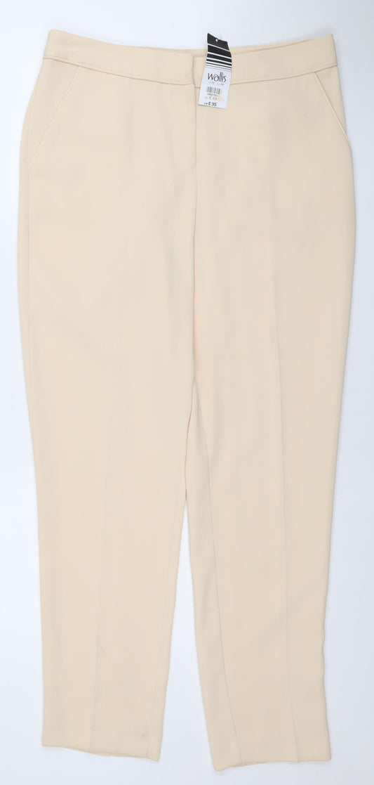 Wallis Women Beige Slim Fit Crepe Stretch Trousers UK 12
