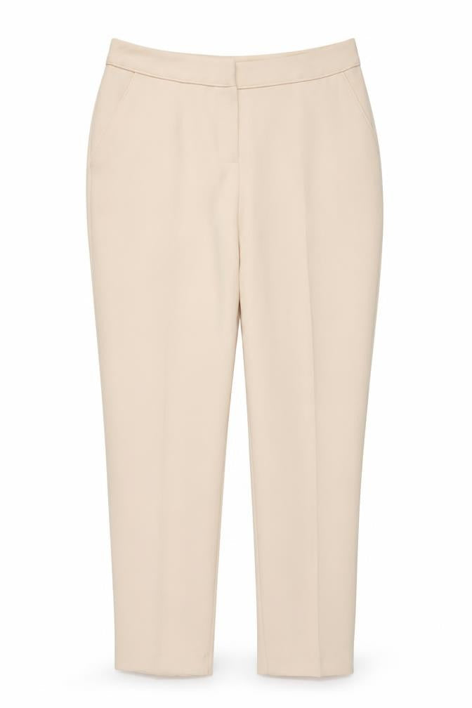 Wallis Women Beige Slim Fit Crepe Stretch Trousers UK 12