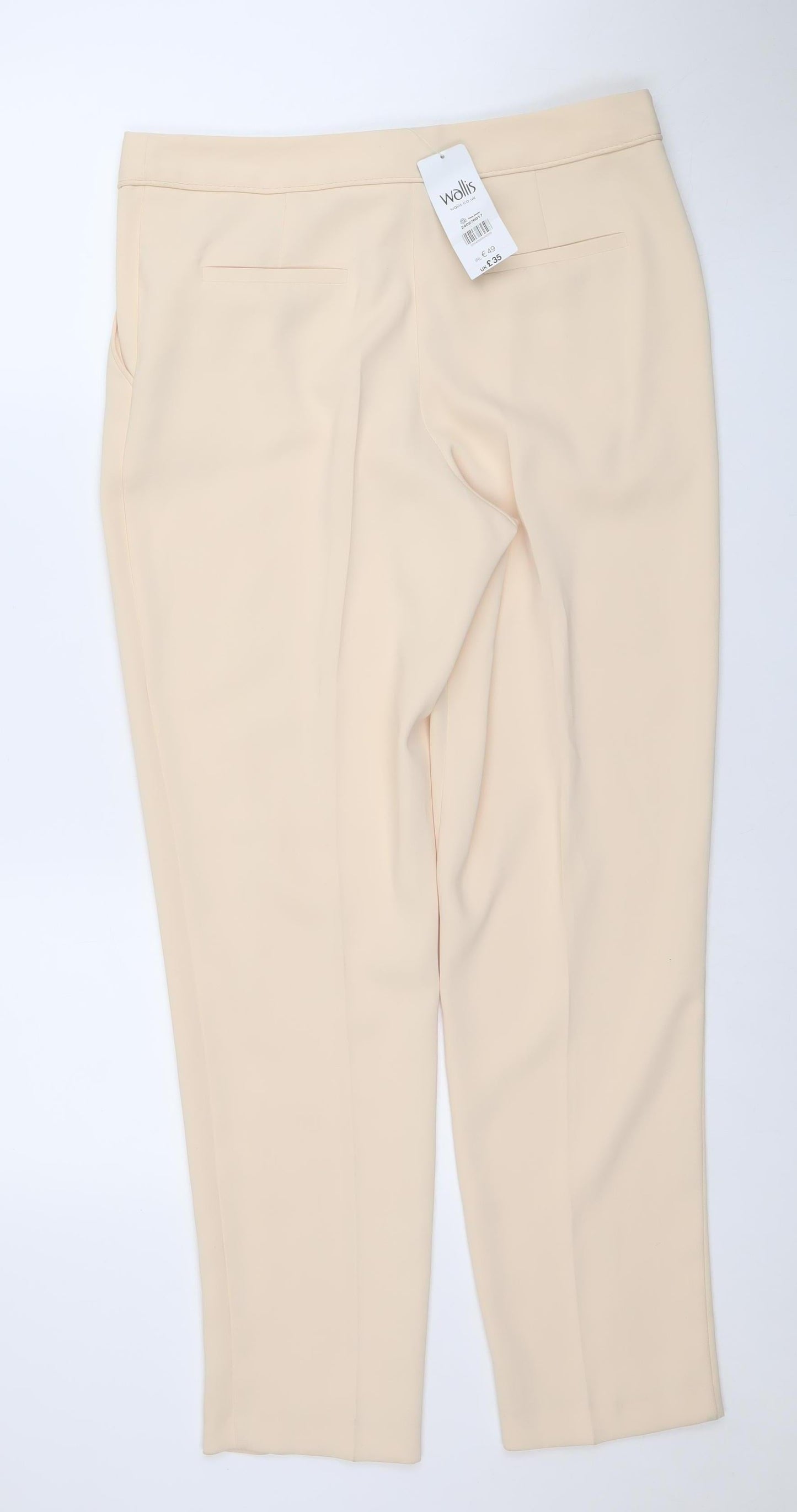 Wallis Women Beige Slim Fit Crepe Stretch Trousers UK 12