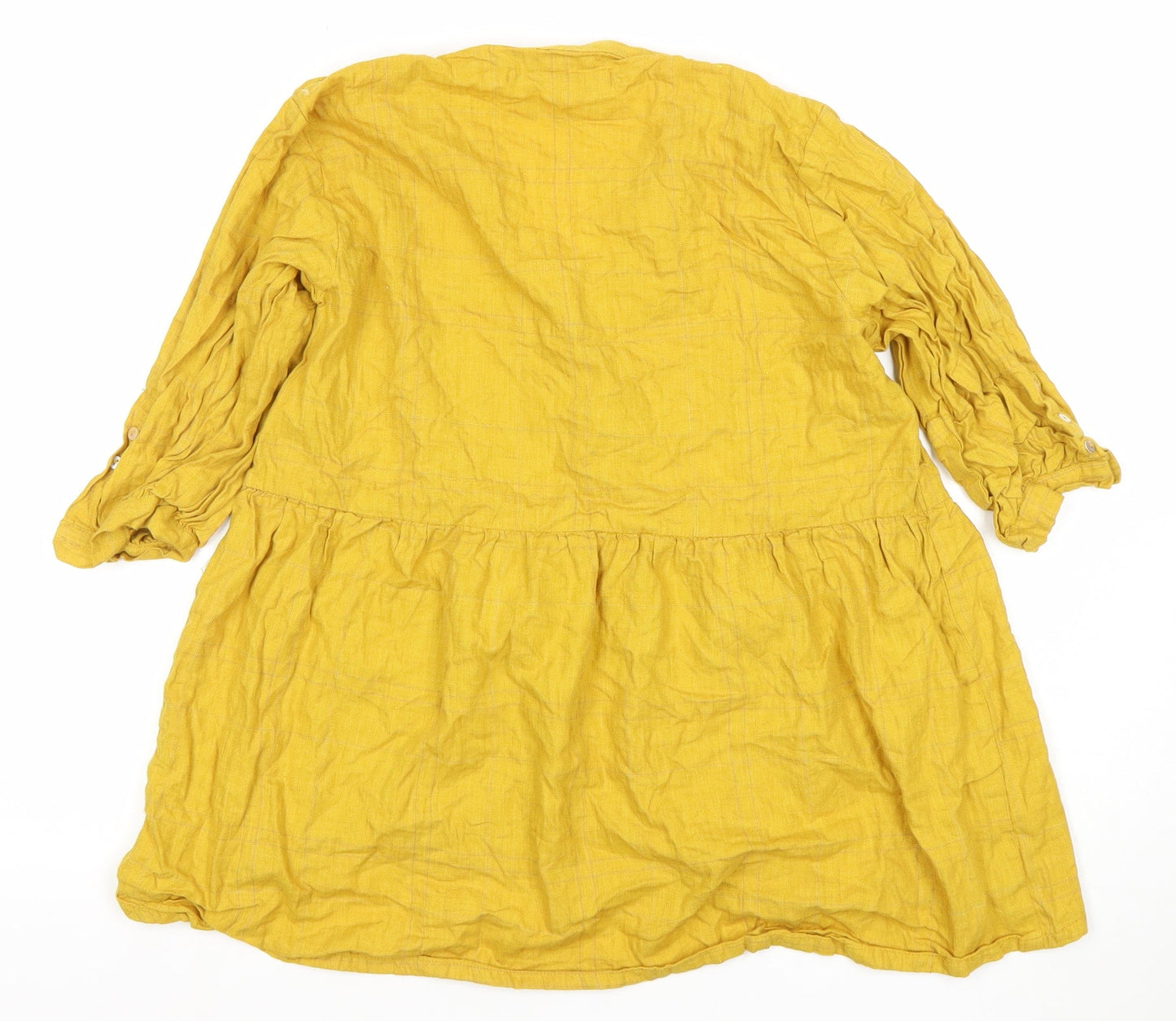 Breakout Women's Yellow Cotton 3/4 Sleeve Tunic Button-Up Top - Size S