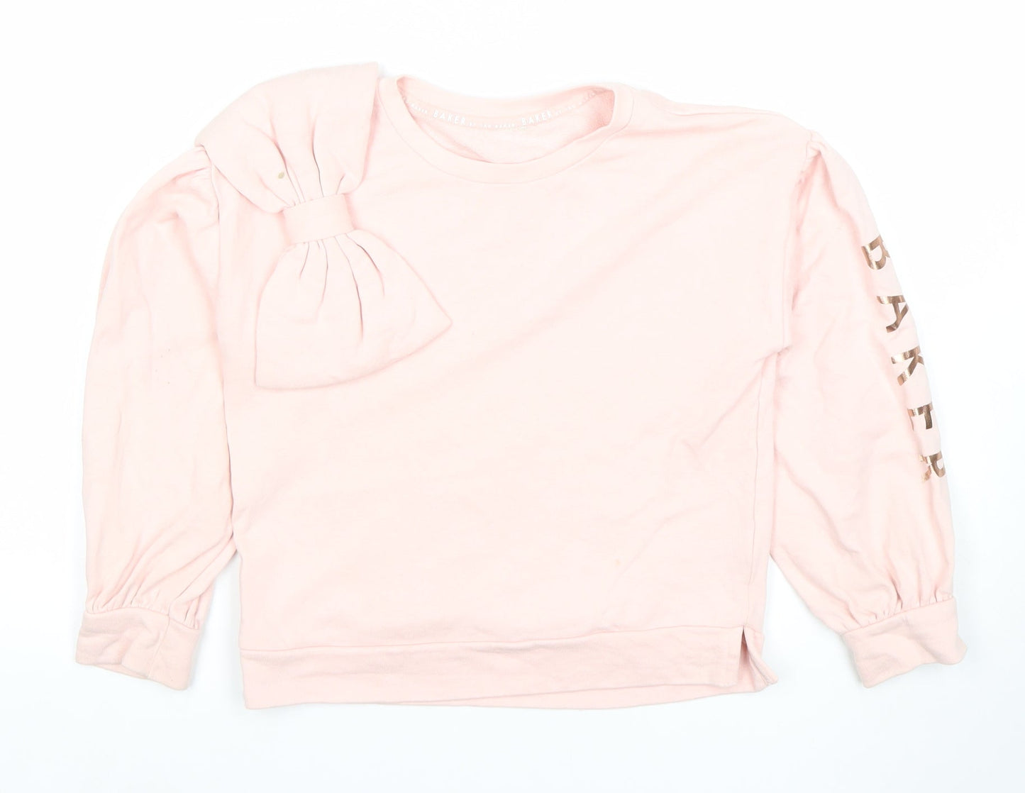 Ted Baker Girls Pink Bow Logo Sweatshirt 8 Years Pullover Cotton