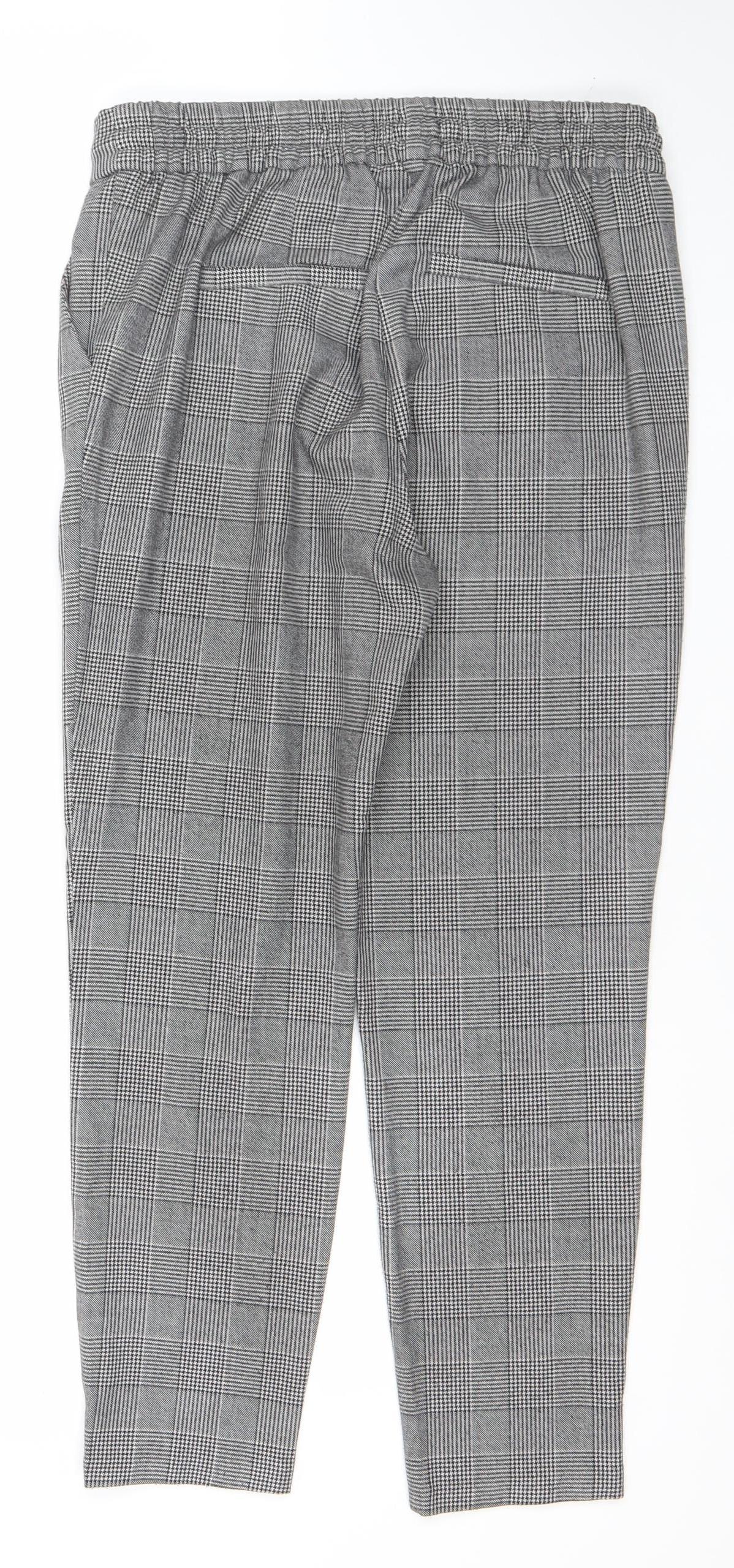 Vero Moda Women's Grey Check Elastic Waist Trousers Size S