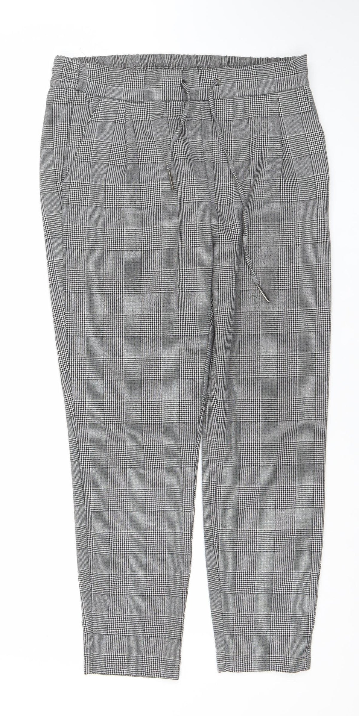 Vero Moda Women's Grey Check Elastic Waist Trousers Size S