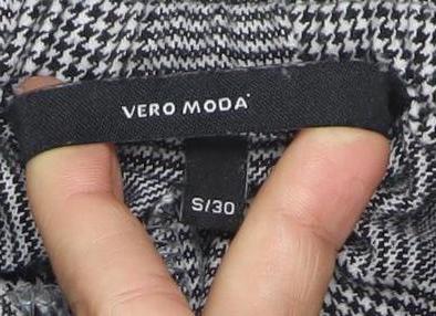 Vero Moda Women's Grey Check Elastic Waist Trousers Size S
