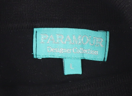 Paramour Women Black Roll Neck Jumper L Viscose Blend Button Detail