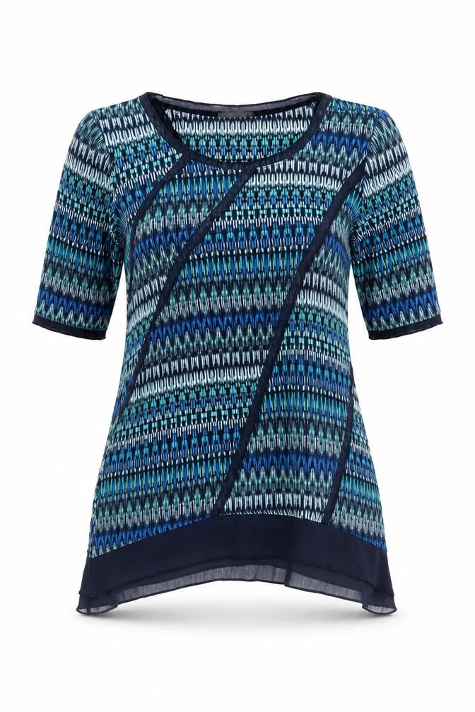 Marks & Spencer Per Una Blue Geometric Tunic Blouse Size 12