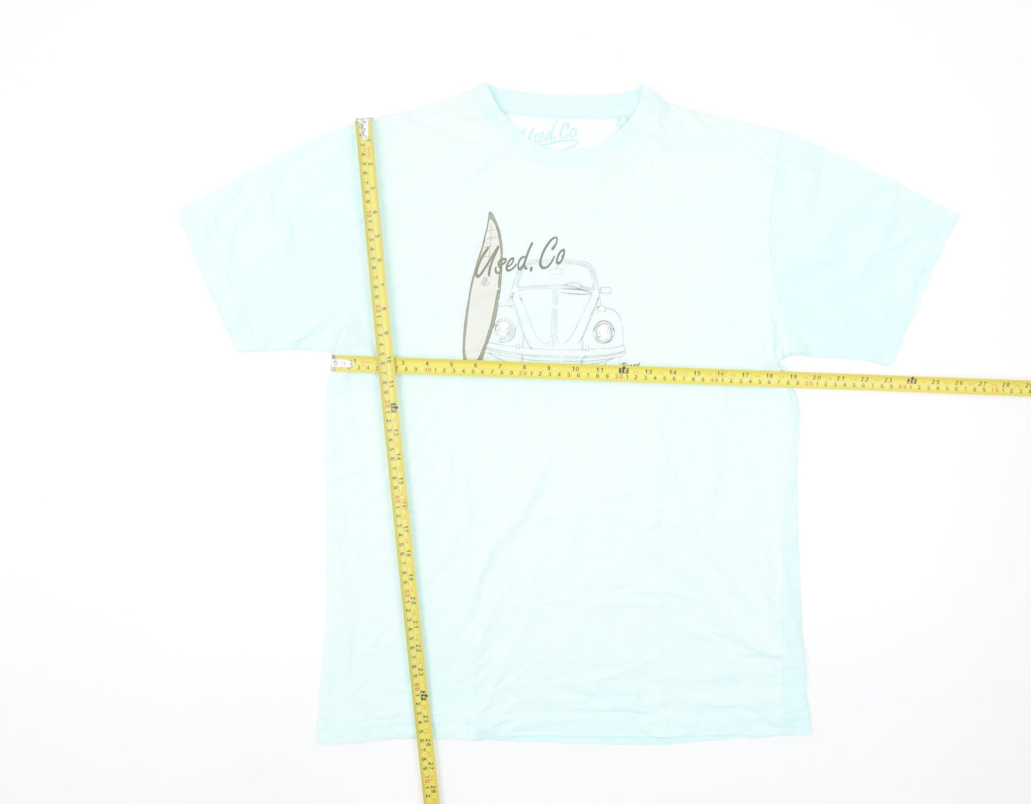 Used.Co Men's Blue Graphic Surf Beach Car Cotton T-Shirt Size M