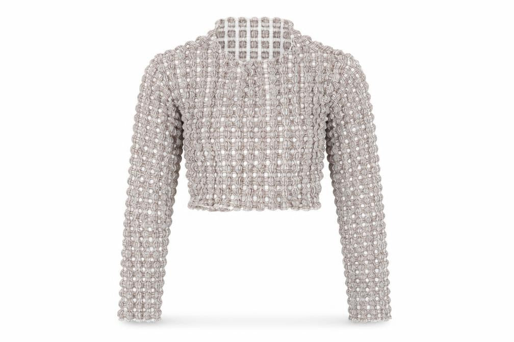 PRETTYLITTLETHING Women’s Beige Check Cropped Ruffle Blouse Size 12