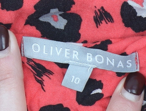 Oliver Bonas Womens Red Animal Print Shift Dress Size 10