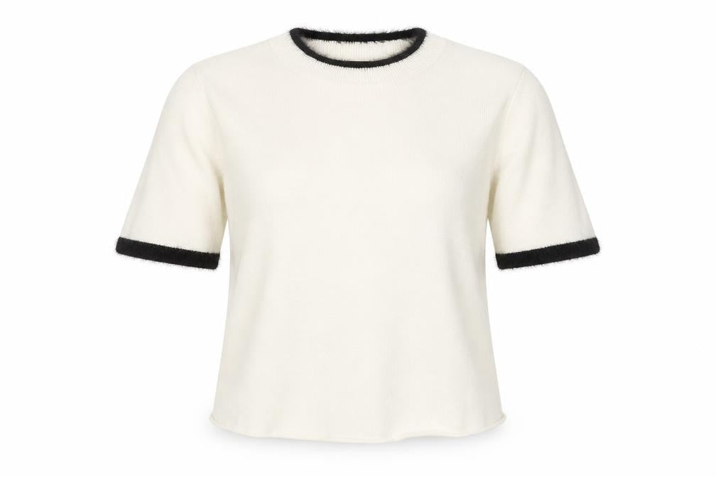 Zara Women Ivory Short Sleeve Knit Pullover Jumper Size S