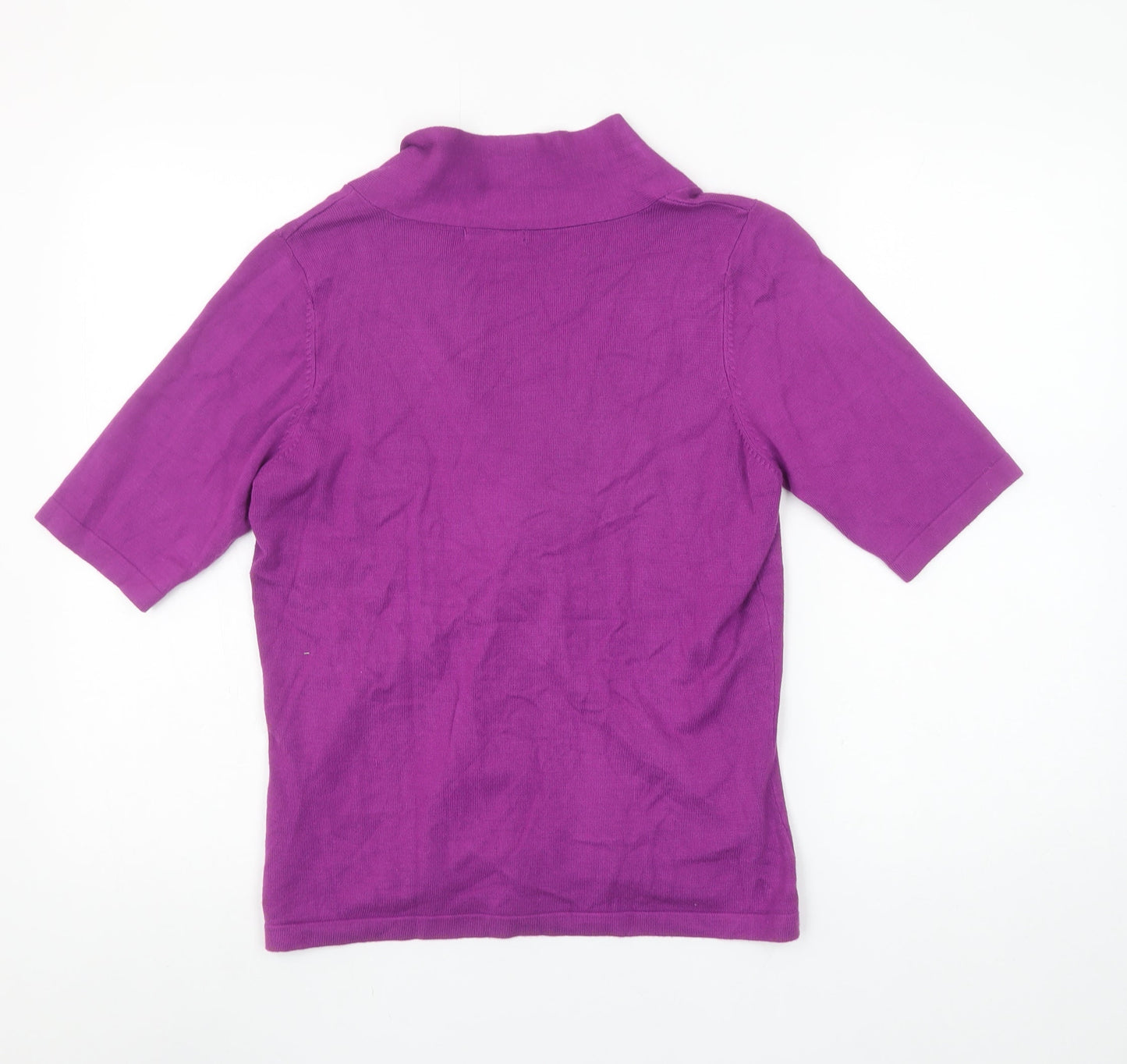 Linea Women’s Purple V-Neck Tie Short Sleeve Knit Blouse Size M