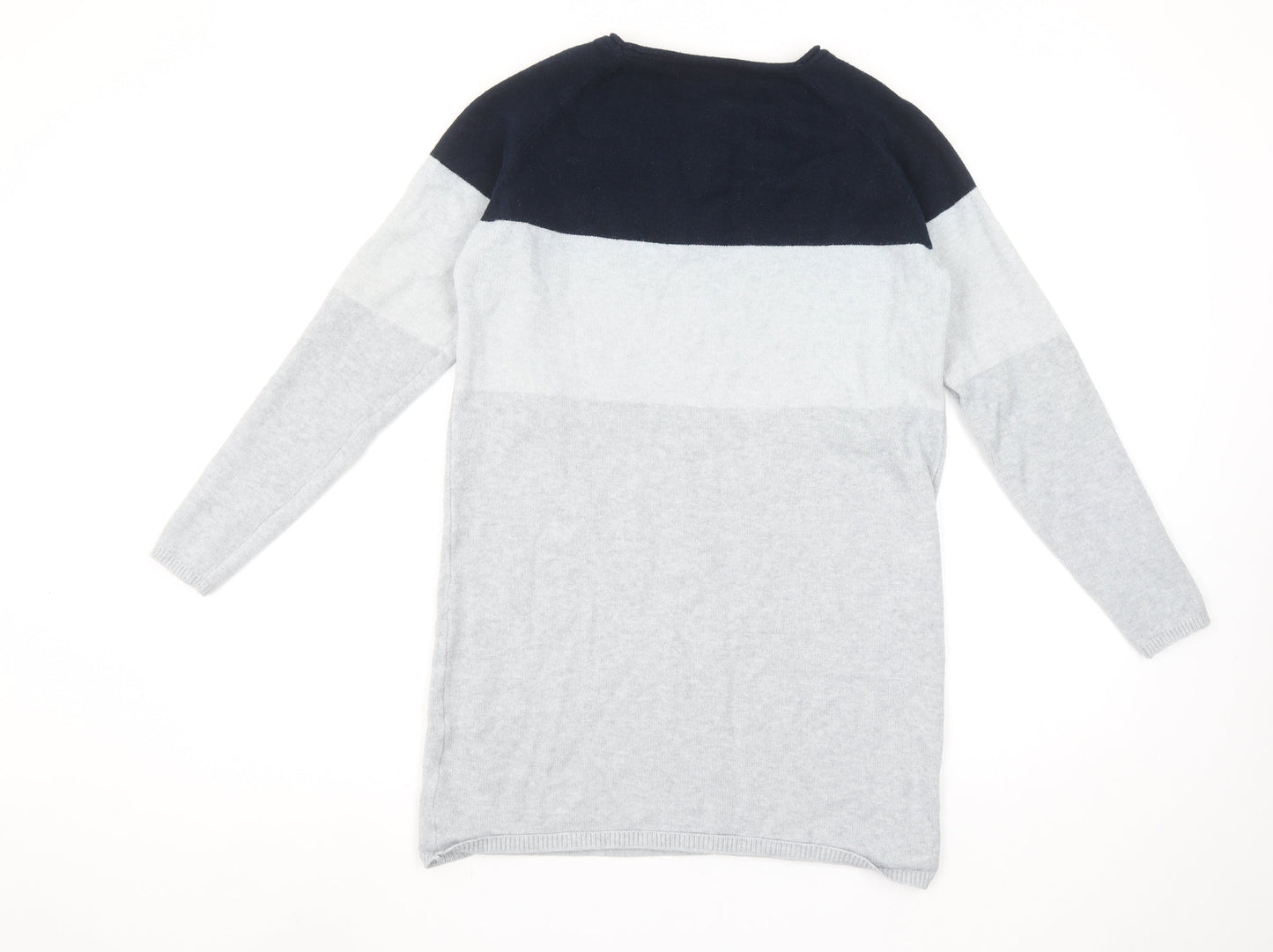 ONLY Women’s Grey Colour Block Long Sleeve Knit Jumper Size S