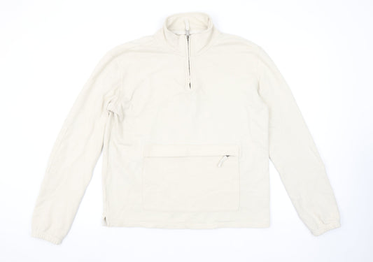 Marks and Spencer Men's Beige 1/2 Zip Cotton Sweatshirt Size S
