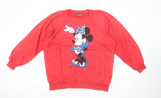 Blues London Women's Red Minnie Mouse Pullover Sweatshirt XL Acrylic Cotton