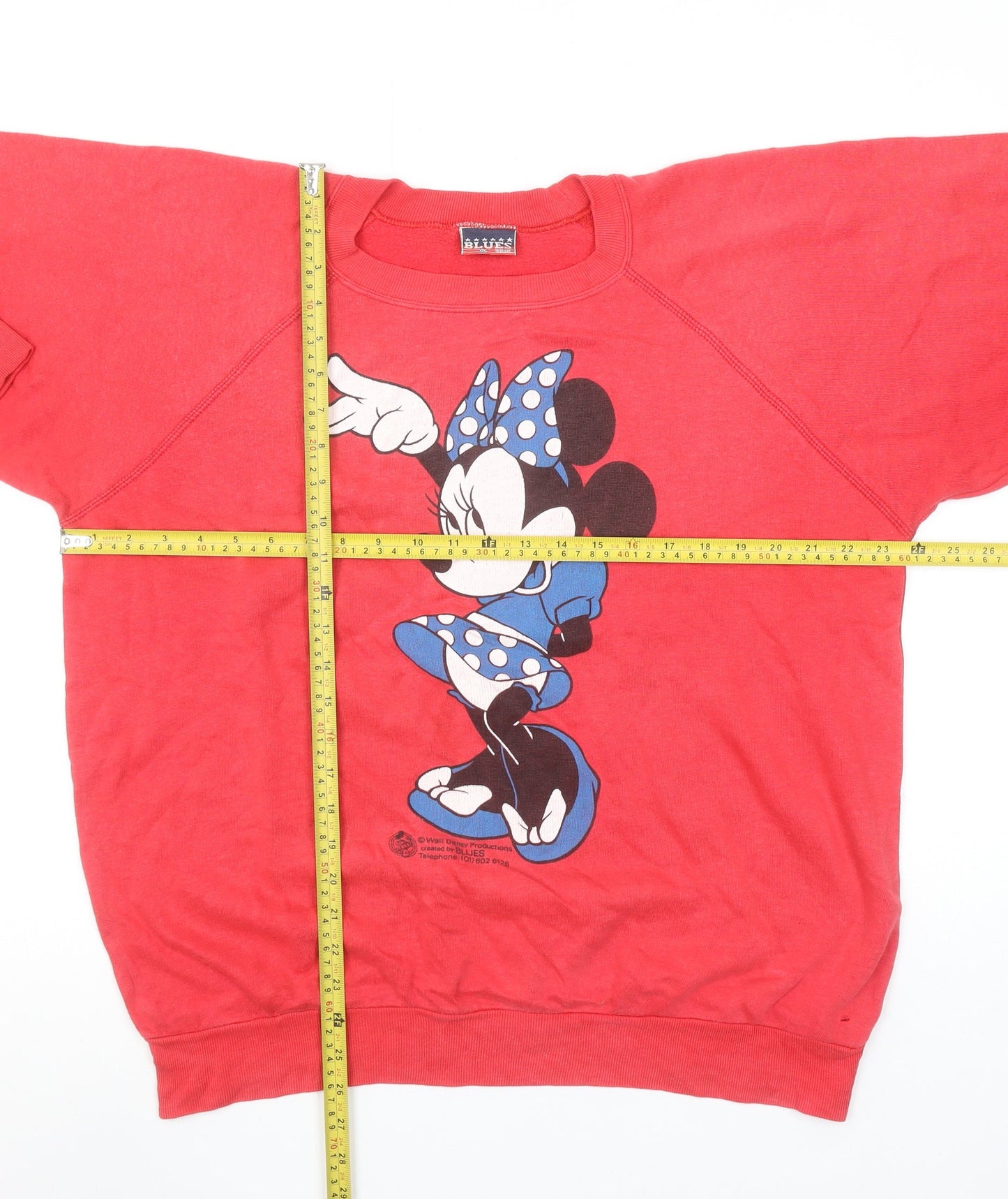 Blues London Women's Red Minnie Mouse Pullover Sweatshirt XL Acrylic Cotton