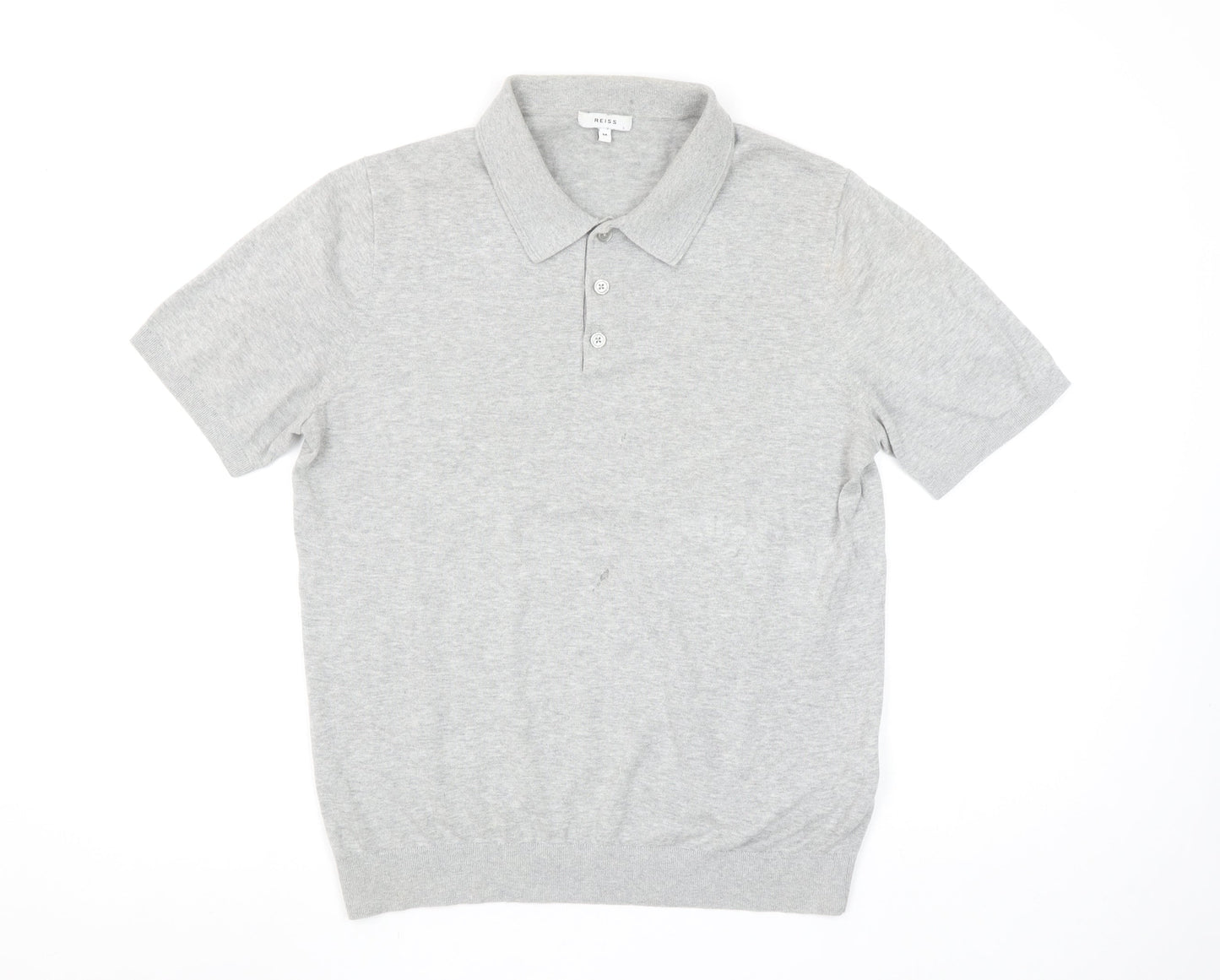 Reiss Men’s Grey 100% Cotton Short Sleeve Polo Shirt Size M