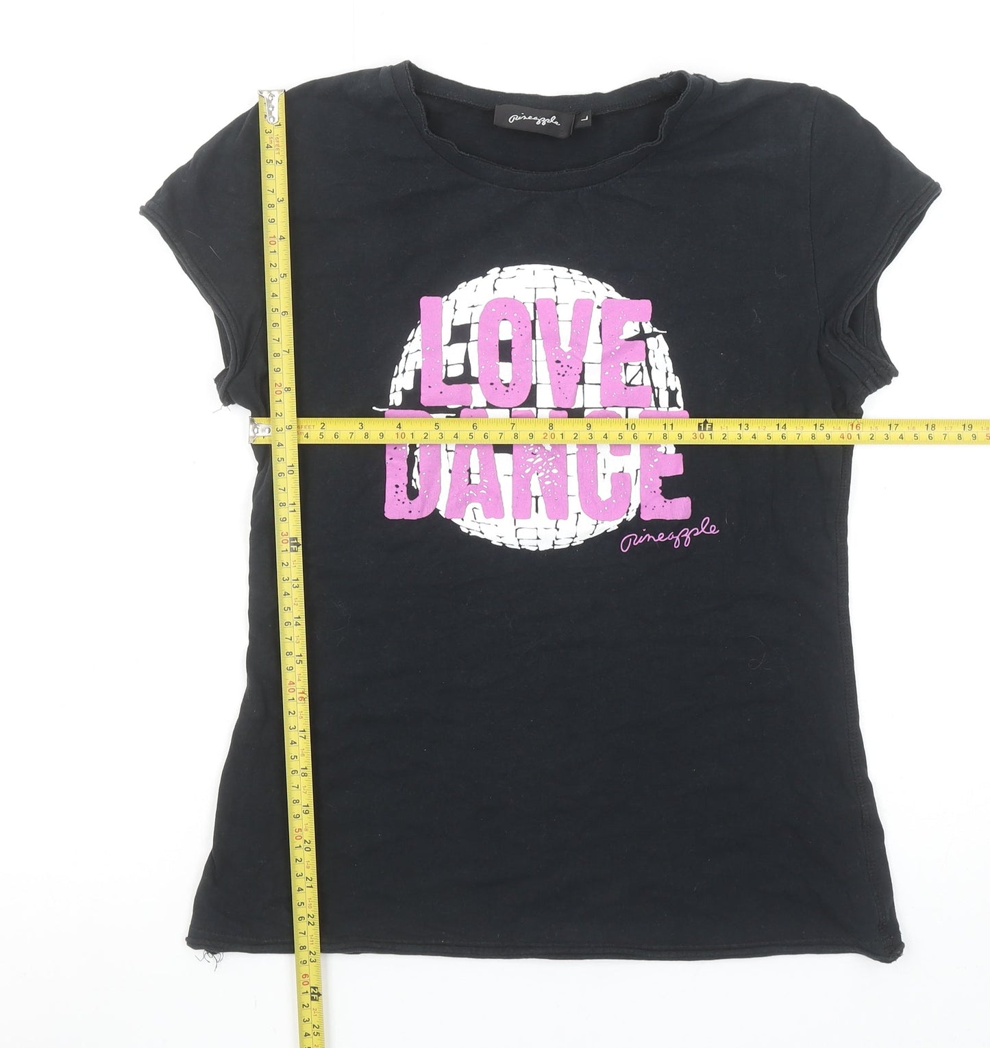 Pineapple Girls Black Love Dance Graphic Short Sleeve T-Shirt L