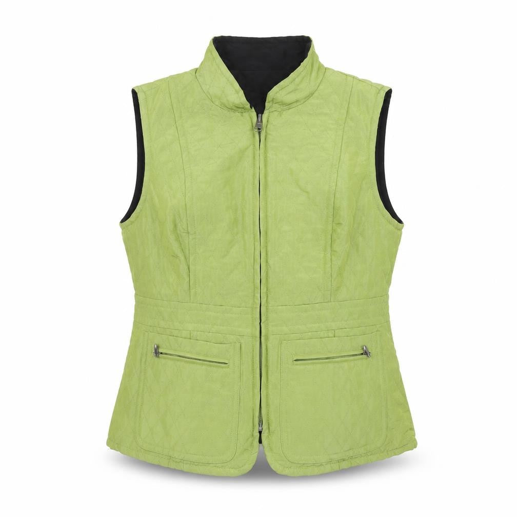 Country Casuals Petite Women's Green Quilted Waistcoat Size 10 Classic Zip Gilet