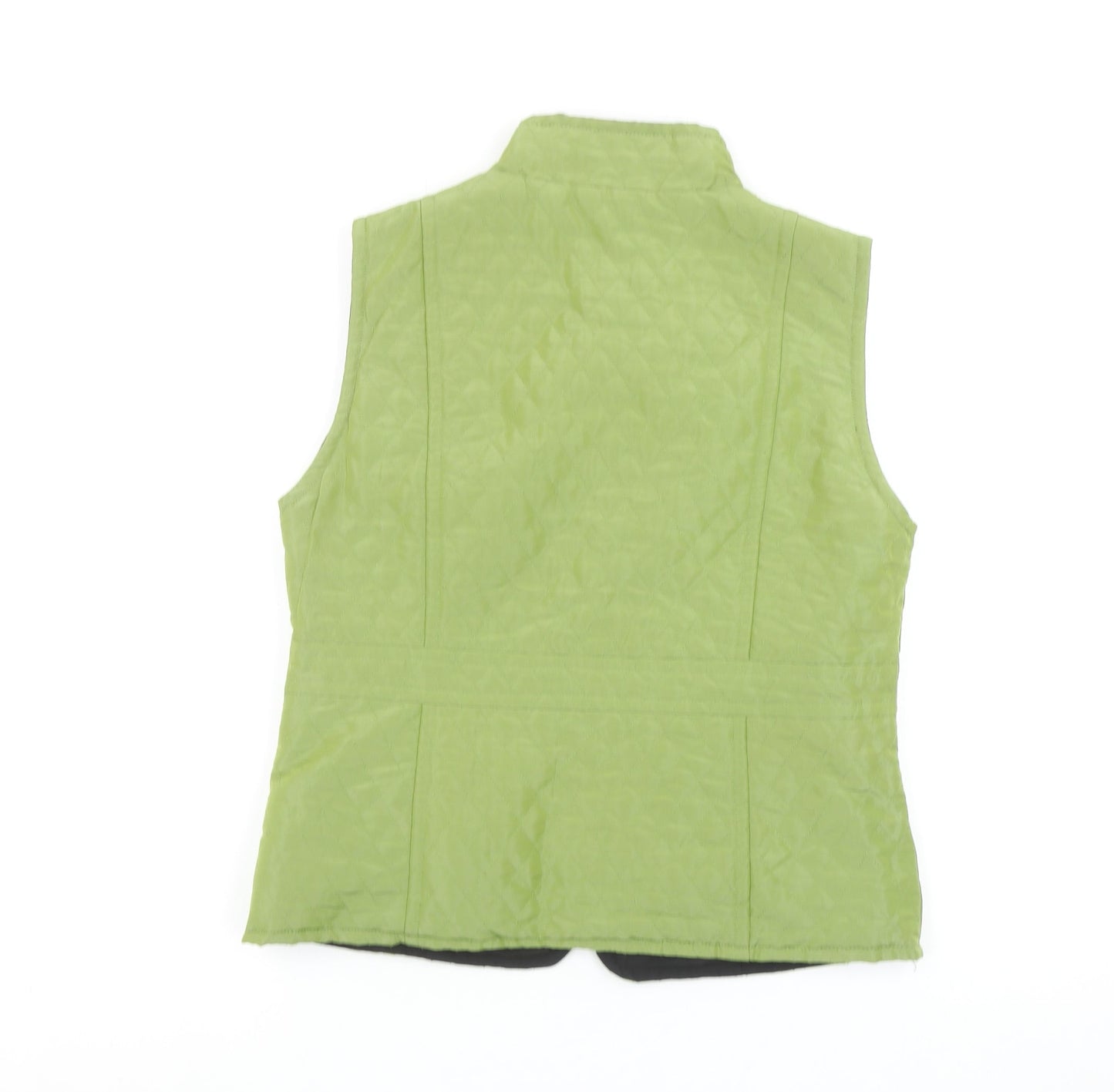 CC Petite Women's Green Quilted Waistcoat Size 10 Classic Zip Gilet