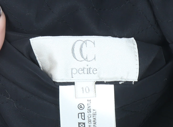 CC Petite Women's Green Quilted Waistcoat Size 10 Classic Zip Gilet