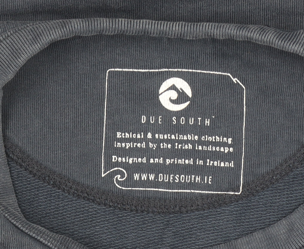 Due South Men's Blue Graphic Crew Neck Sweatshirt XS