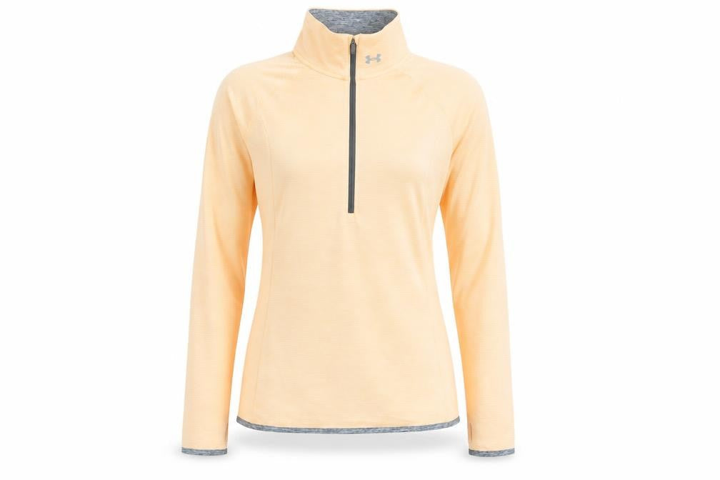 Under Armour Womens Beige Long Sleeve 1/4 Zip HeatGear Top Size S