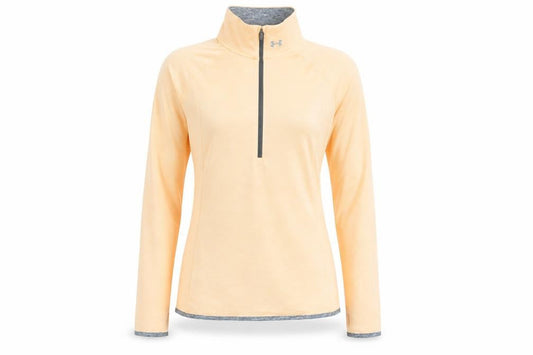Under Armour Womens Beige Long Sleeve 1/4 Zip HeatGear Top Size S