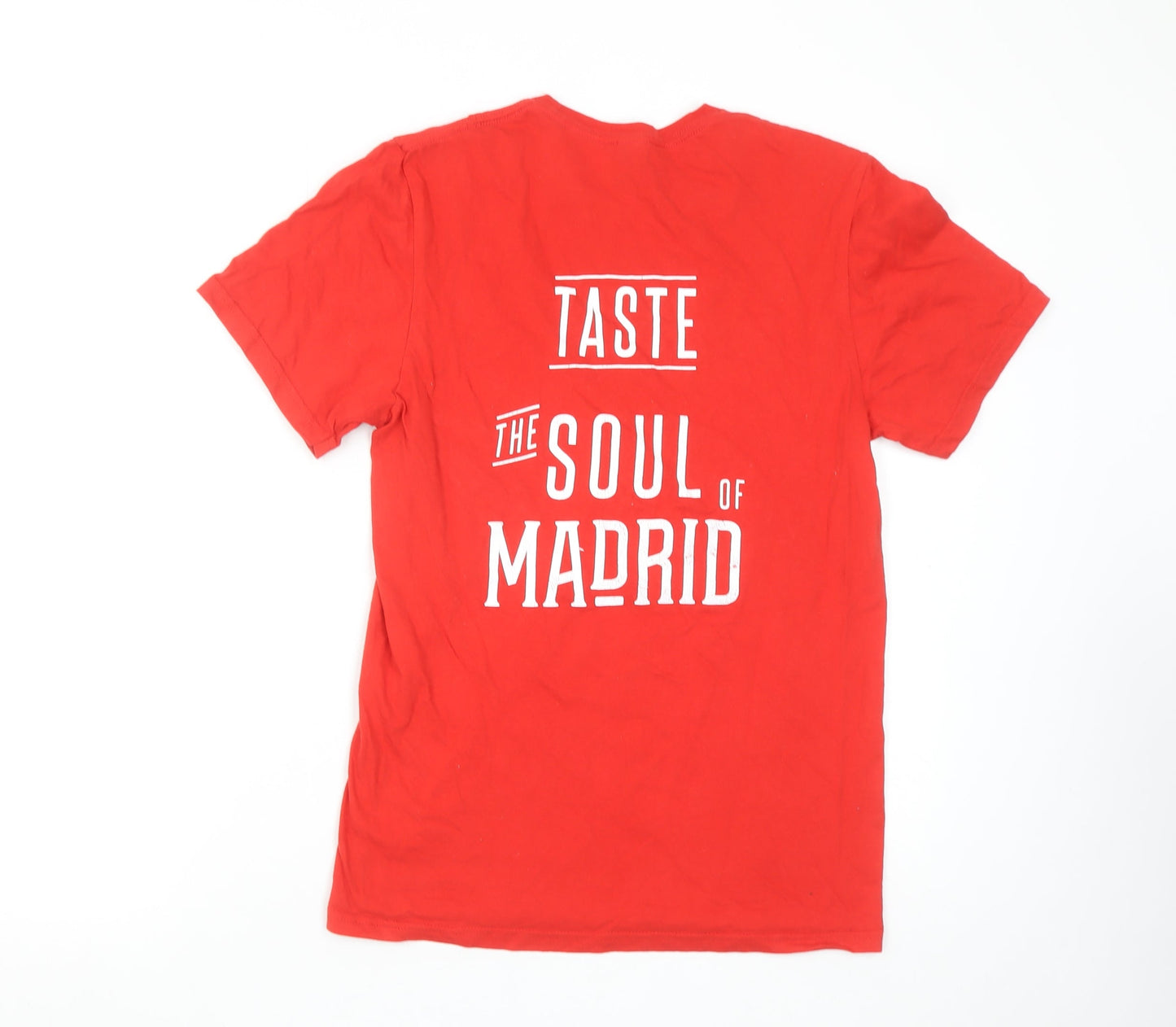Gildan Men's Red Madrid Graphic T-Shirt Size S Cotton Crew Neck