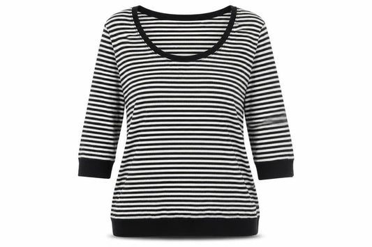 Next Women’s Black & White Striped 3/4 Sleeve Cotton Jersey T-Shirt Size 14