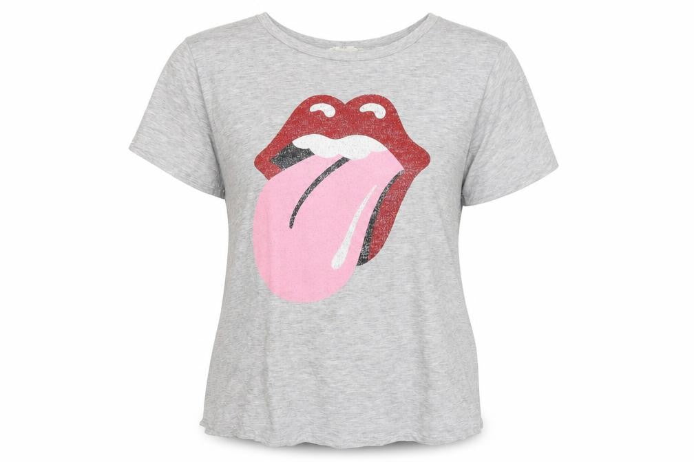 H&M Women’s Grey Rolling Tongue Print T-Shirt Size 12