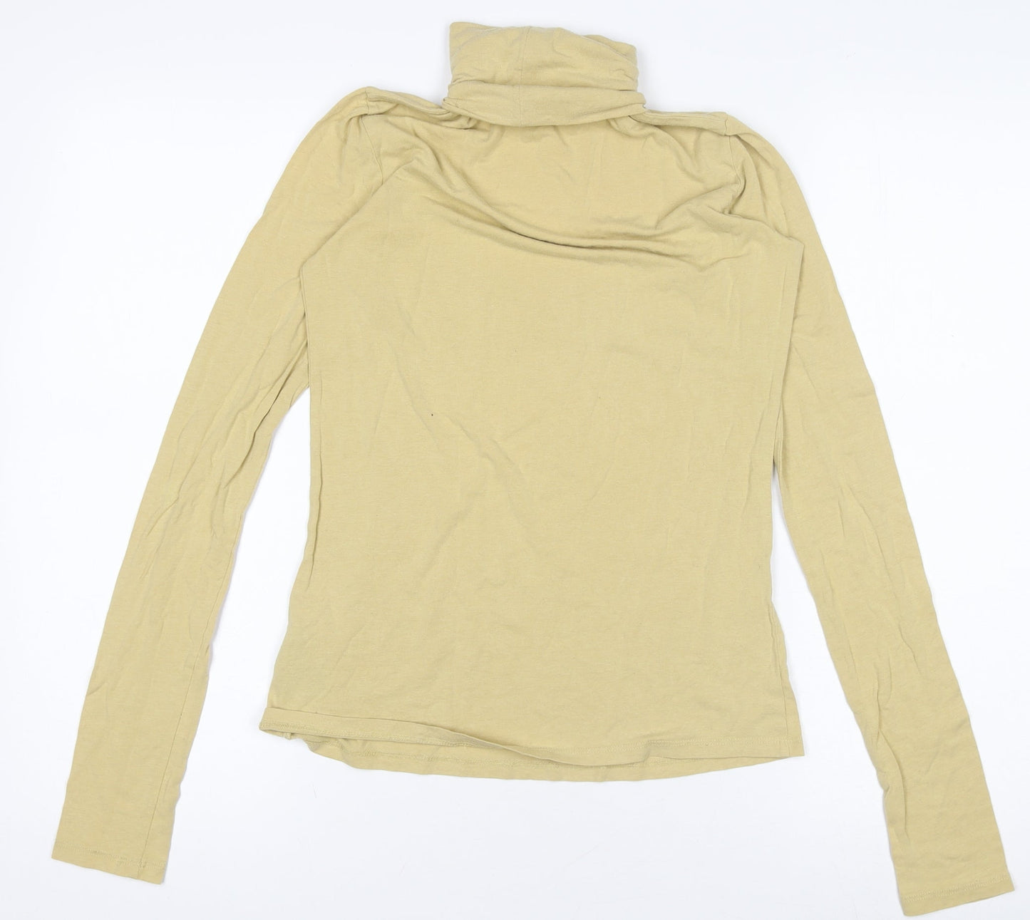 Weekday Women Beige Roll Neck Long Sleeve Slim Fit Top Size 12