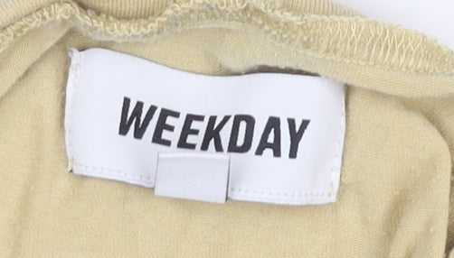 Weekday Women Beige Roll Neck Long Sleeve Slim Fit Top Size 12