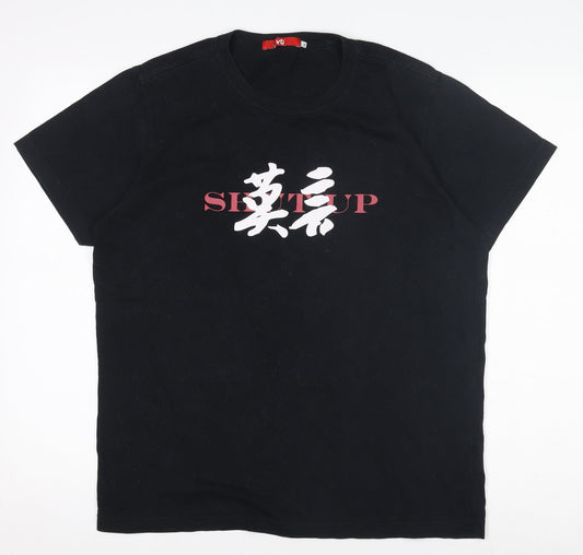 vt Womens Black XL Basic Crew Neck Graphic T-Shirt