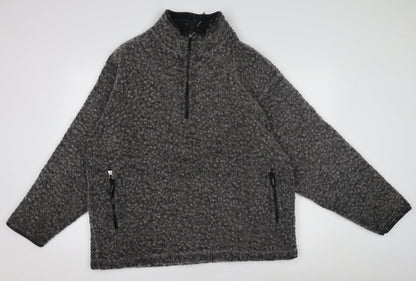 NX Mens Grey Fleece Wool Blend 1/4 Zip Pullover Sweatshirt L